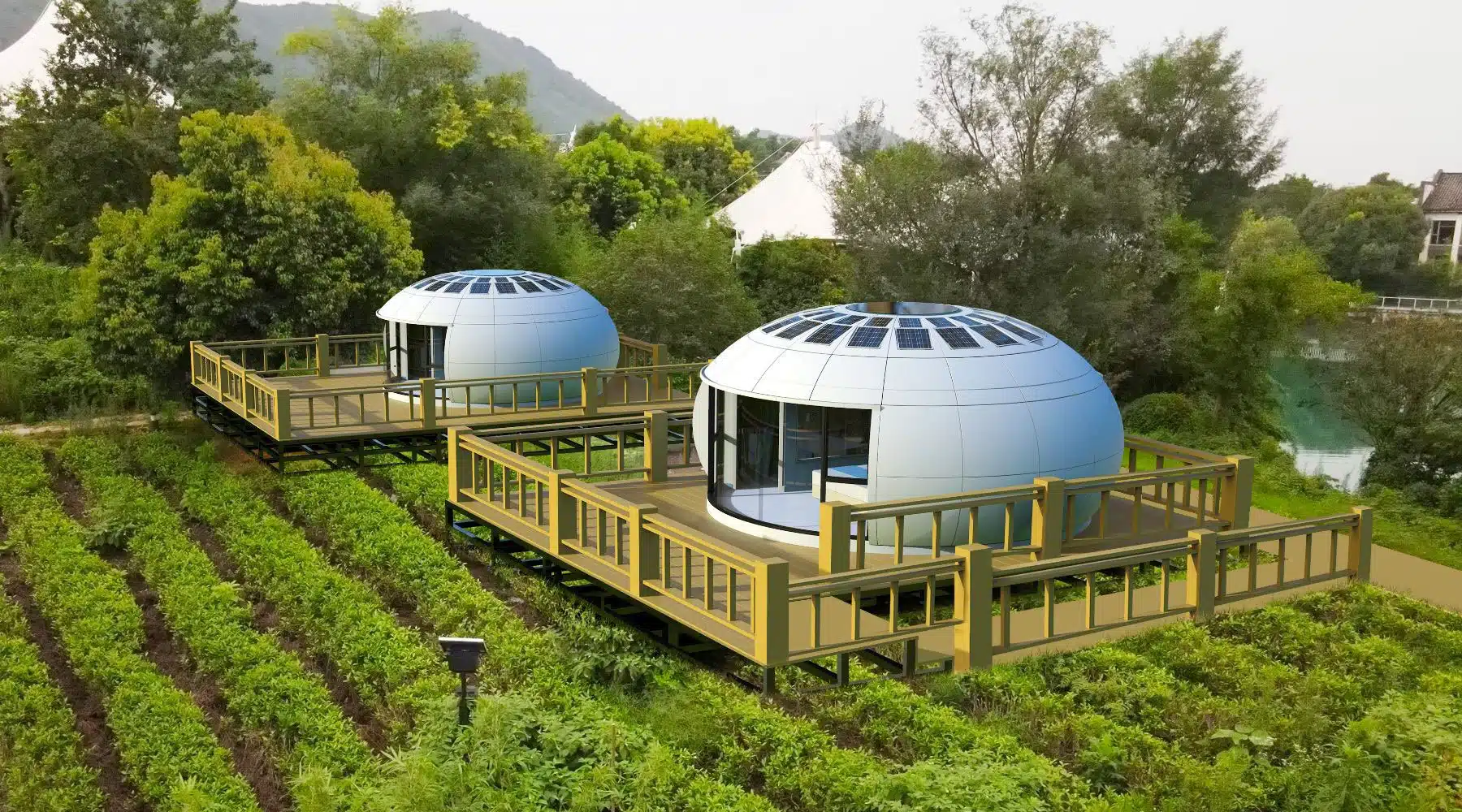 Smart dome habitat in a garden