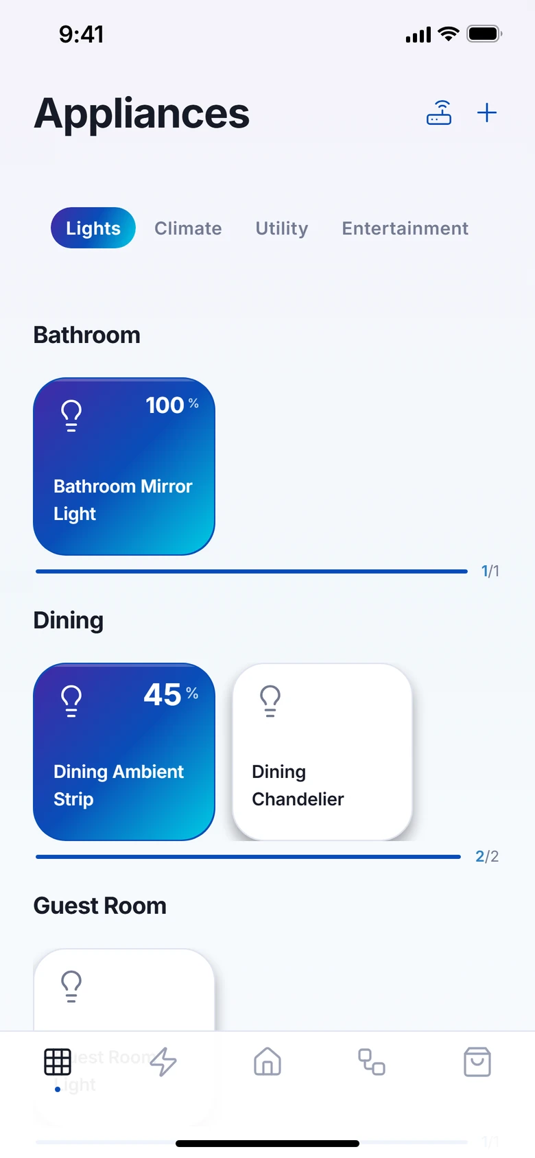 VeaHome every appliance, by room, light mode