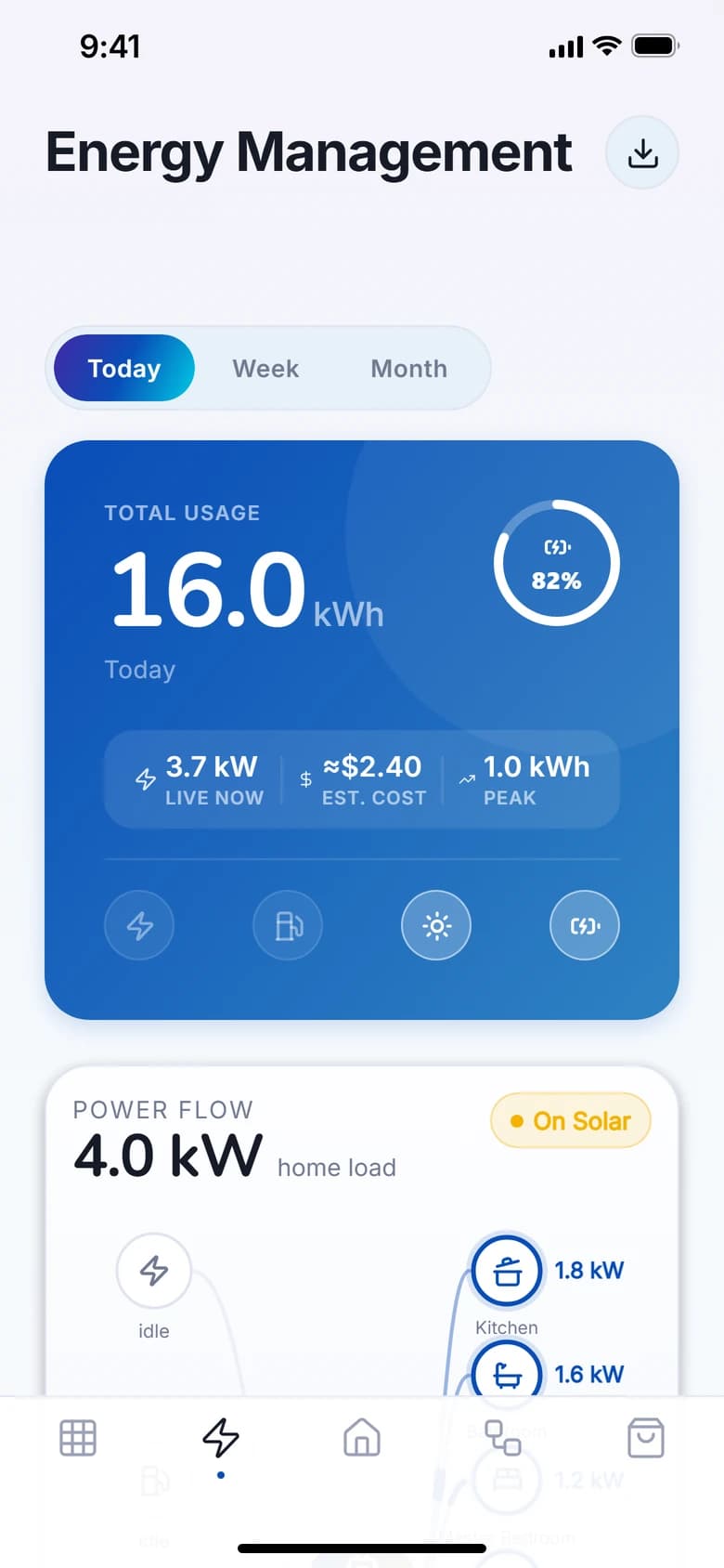 VeaHome where the power goes, light mode