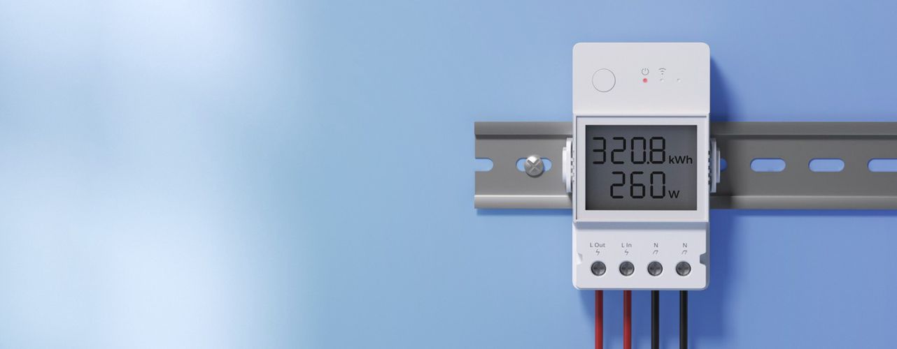 Smart power meter display showing energy consumption monitoring