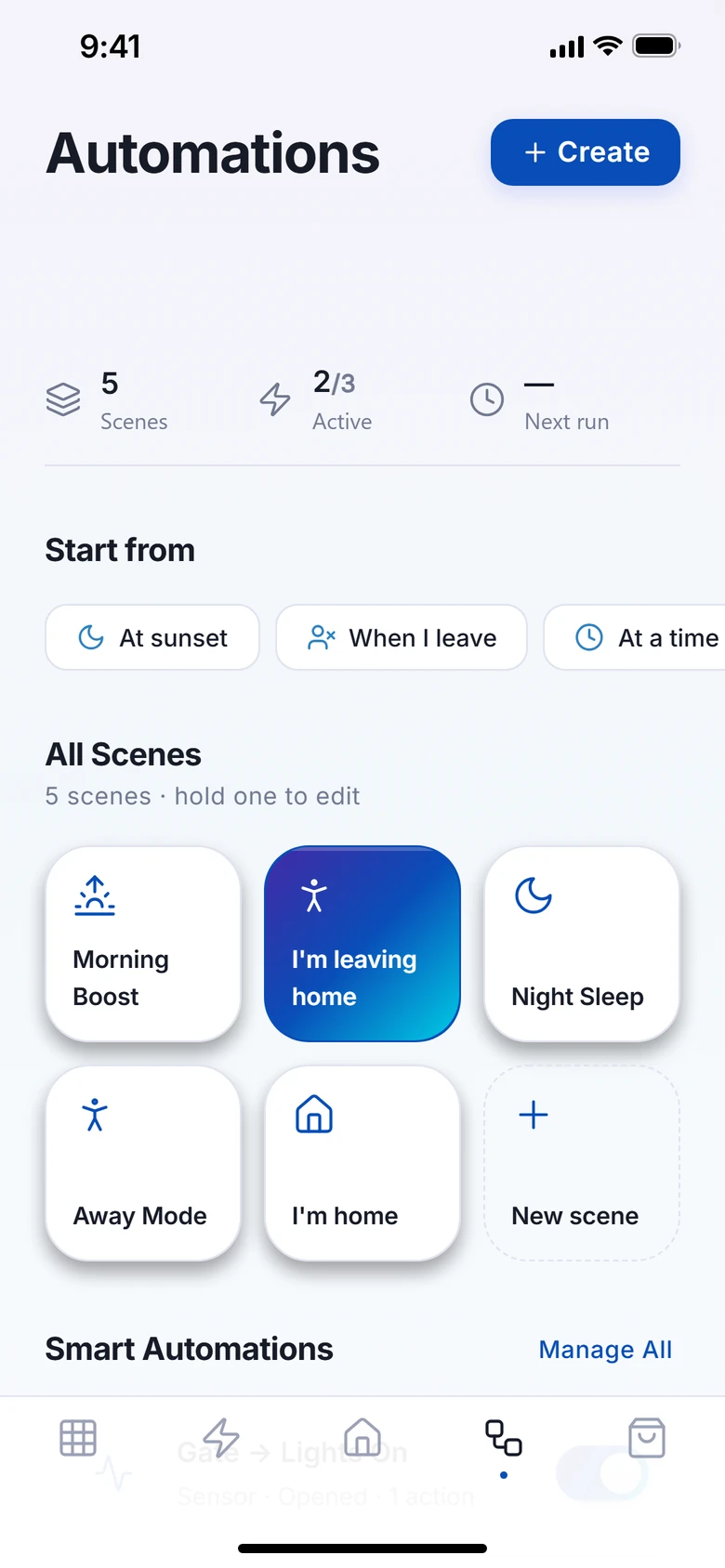 Room routines in VeaHome. Actual app capture in demo mode.