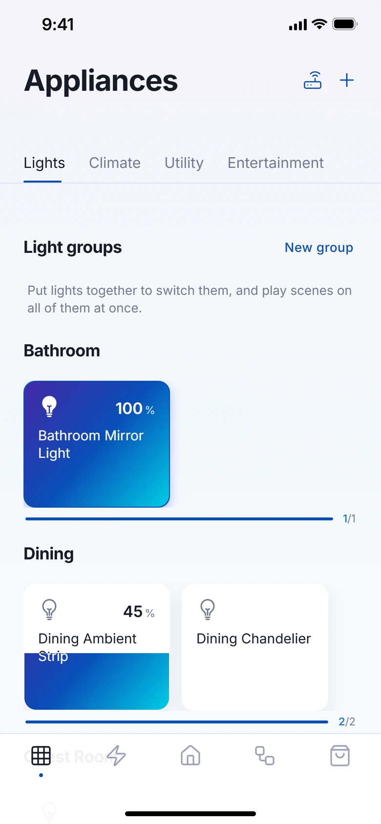 VeaHome app in light mode: connected appliances. Captured from the current build in demo mode.
